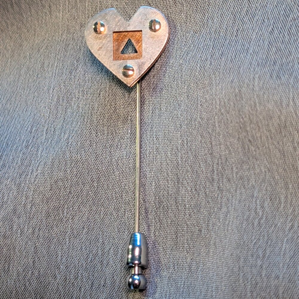 Michele A. Friedman Steampunk Industrial Metal Heart Stick pin Hat pin Brooch